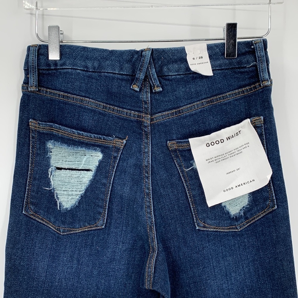 Good American Waist Chewed back pocket skinny ankle high waist jeans new 6 28